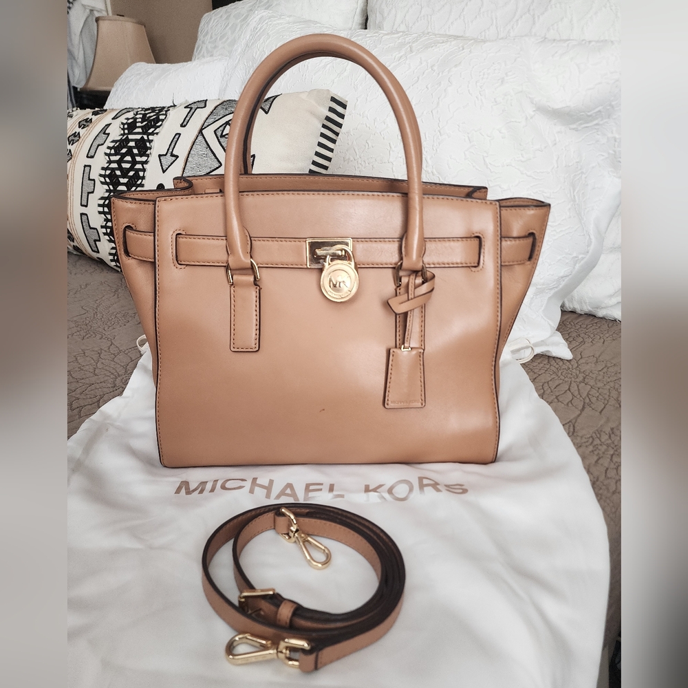 Vintage Michael Kors Hamilton Traveler Satchel in Suntan Leather